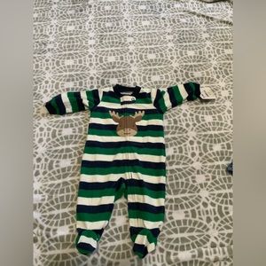 Carters onesie, boys,0-3 mos, green/white